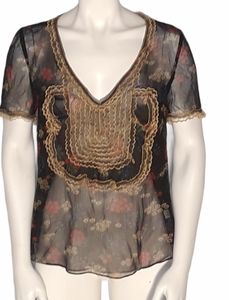 Free People Silk Floral Sheer Top